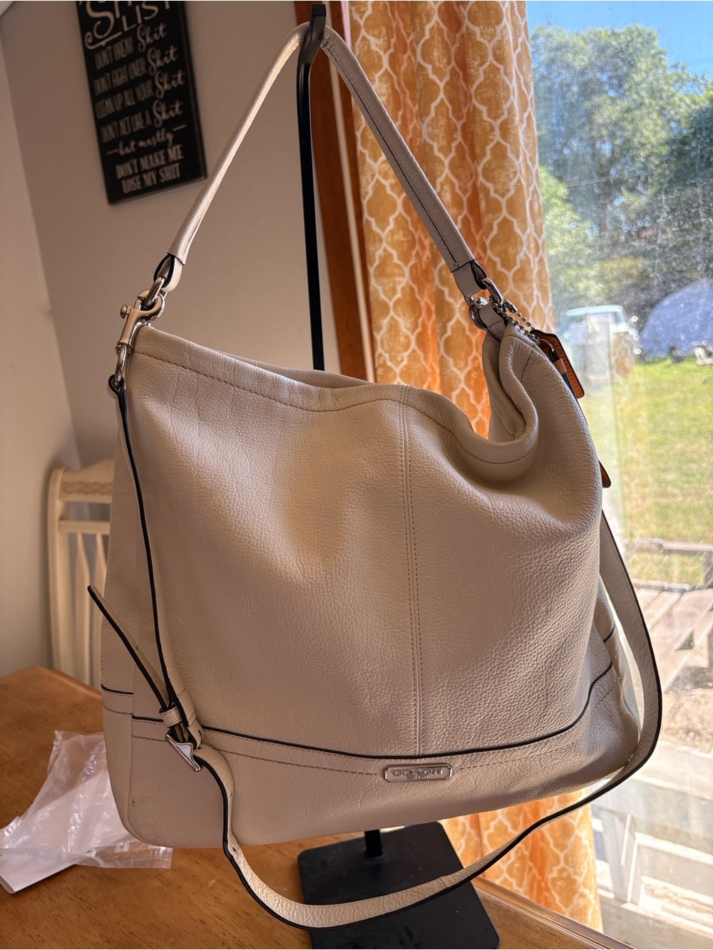 Coach Park  2013 Women's Cream pebbled Leather Hobo Bag